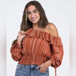 Savanna Jane Off-Shoulder Rust Blouse